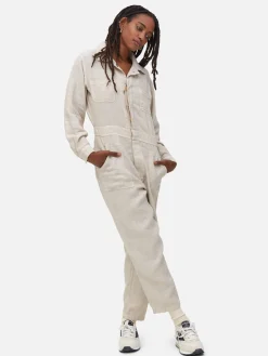 Linen Long Sleeve Jumpsuit