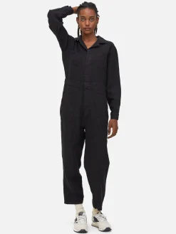 Linen Long Sleeve Jumpsuit