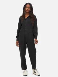 Linen Long Sleeve Jumpsuit