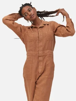 Linen Long Sleeve Jumpsuit