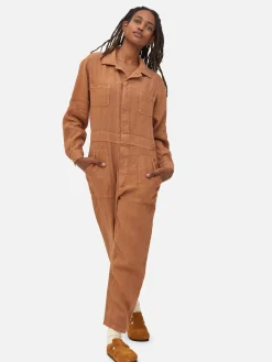 Linen Long Sleeve Jumpsuit