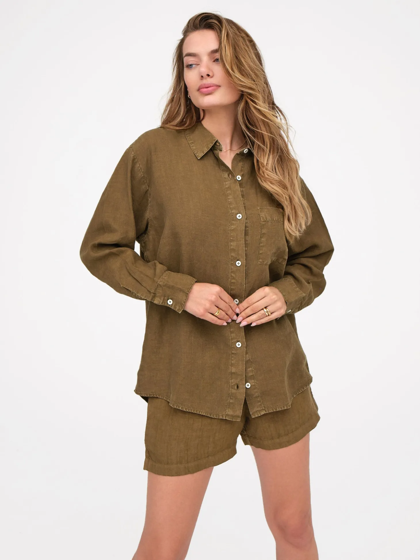 Linen Oversized Long Sleeve Shirt