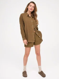 Linen Oversized Long Sleeve Shirt