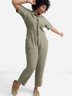 Linen Short Sleeve Jumpsuit