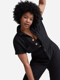 Linen Short Sleeve Jumpsuit