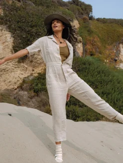 Linen Short Sleeve Jumpsuit