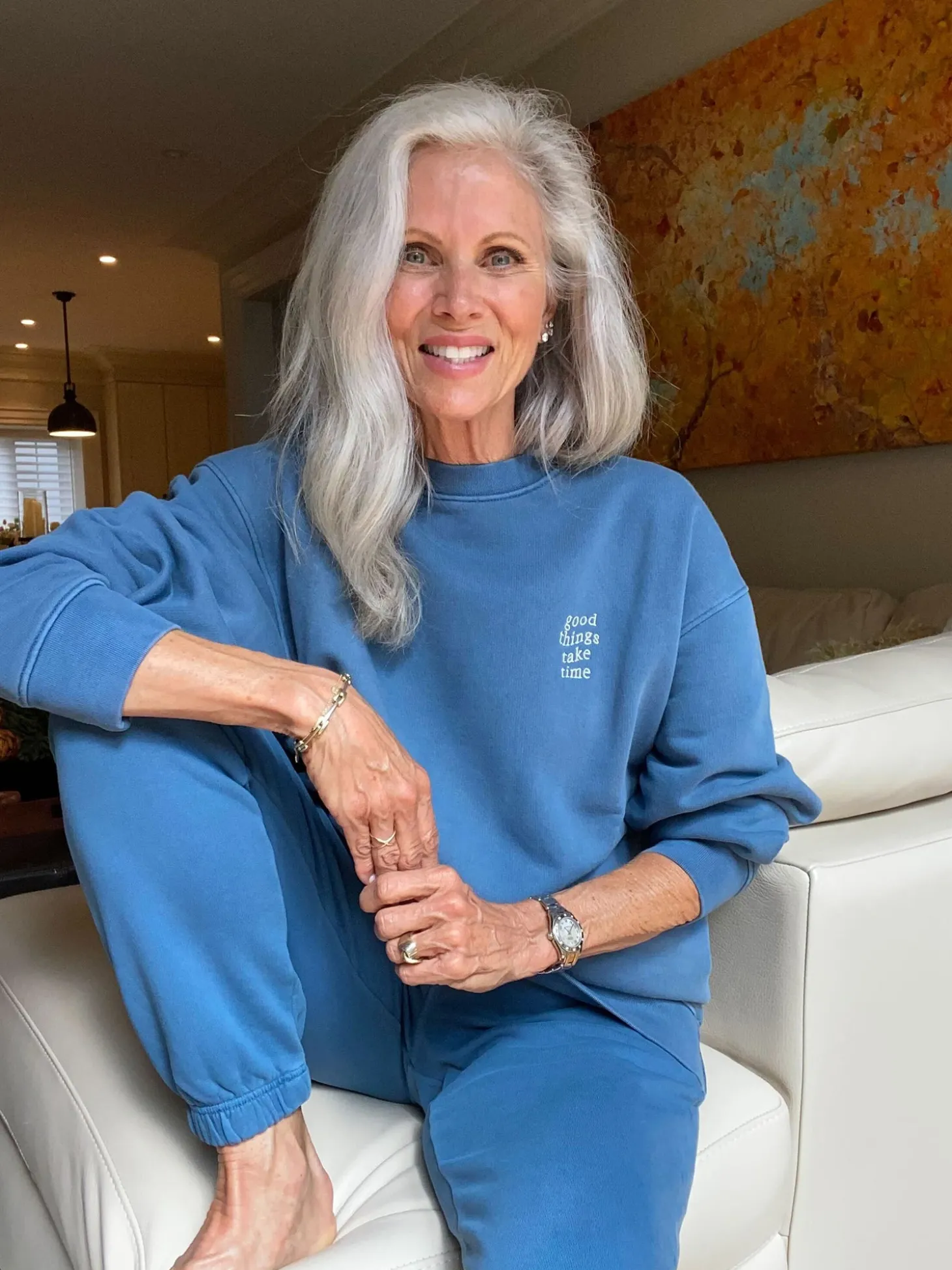 Mate X White Hair Wisdom Good Things Take Time Sweatshirt