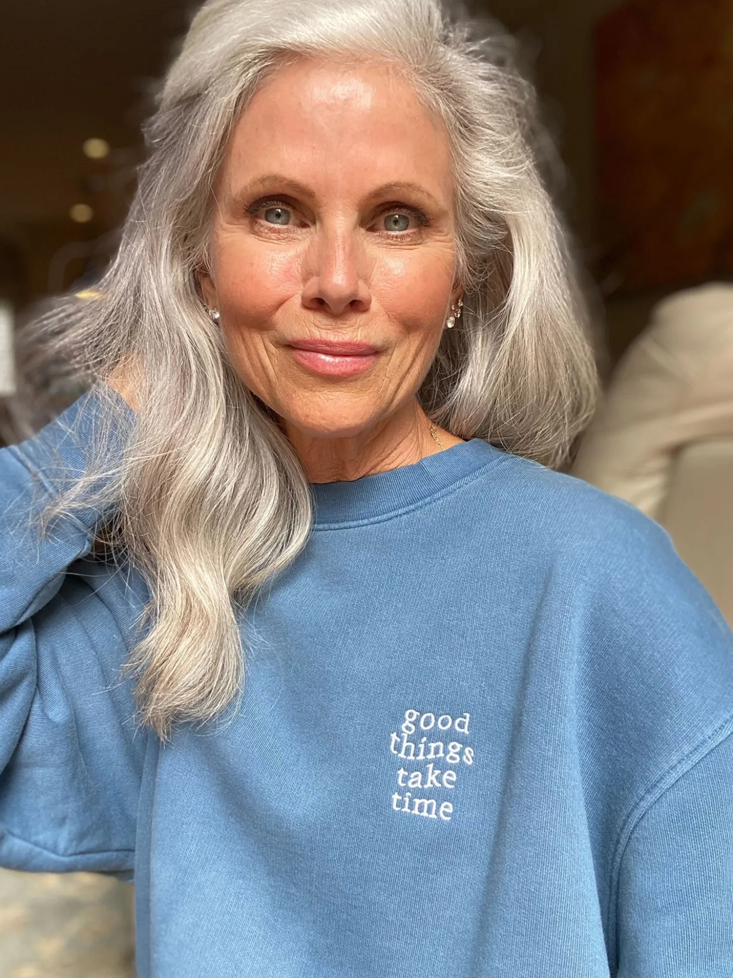 Mate X White Hair Wisdom Good Things Take Time Sweatshirt