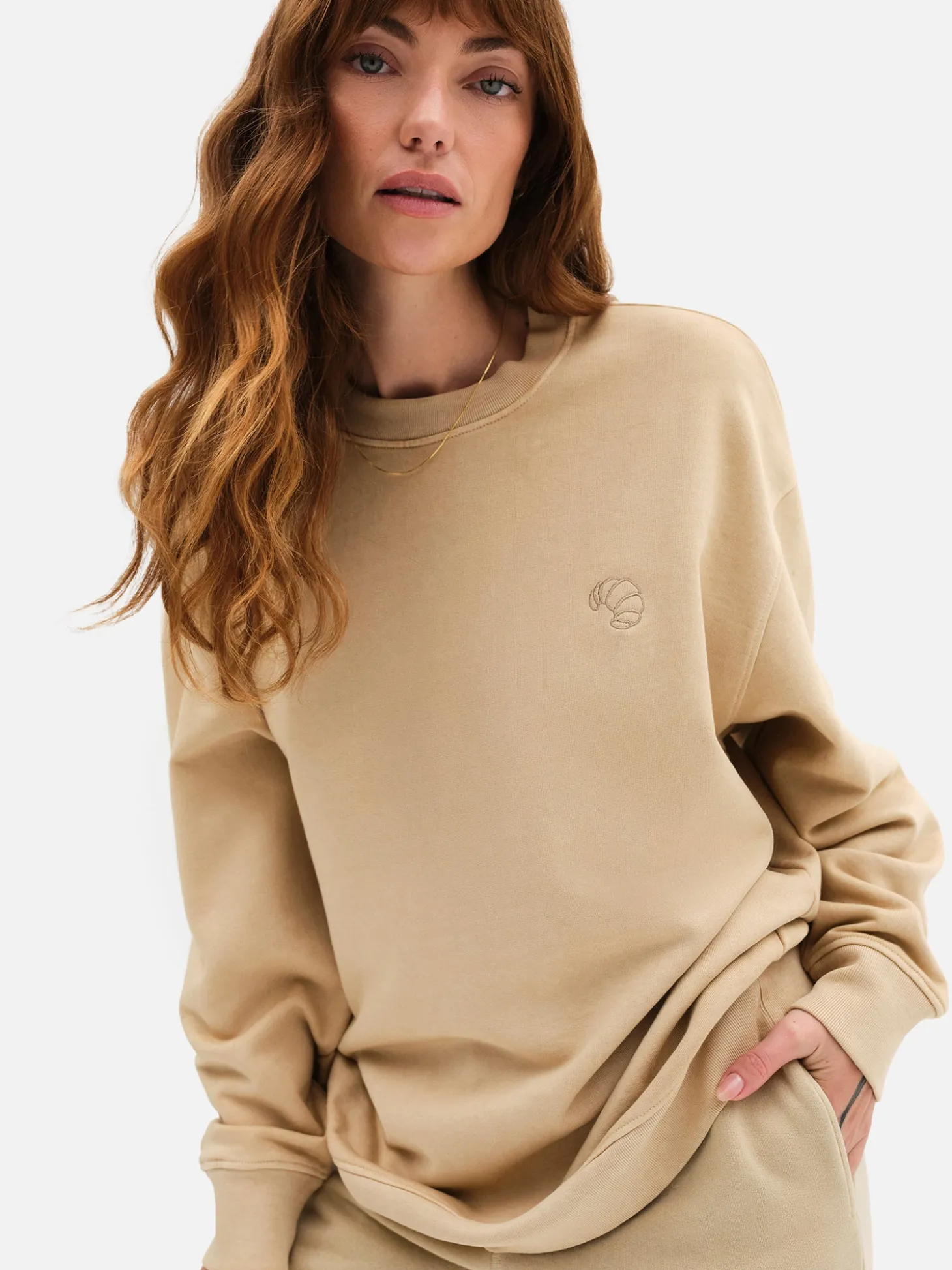 Organic Fleece Embroidered Oversized Sweatshirt