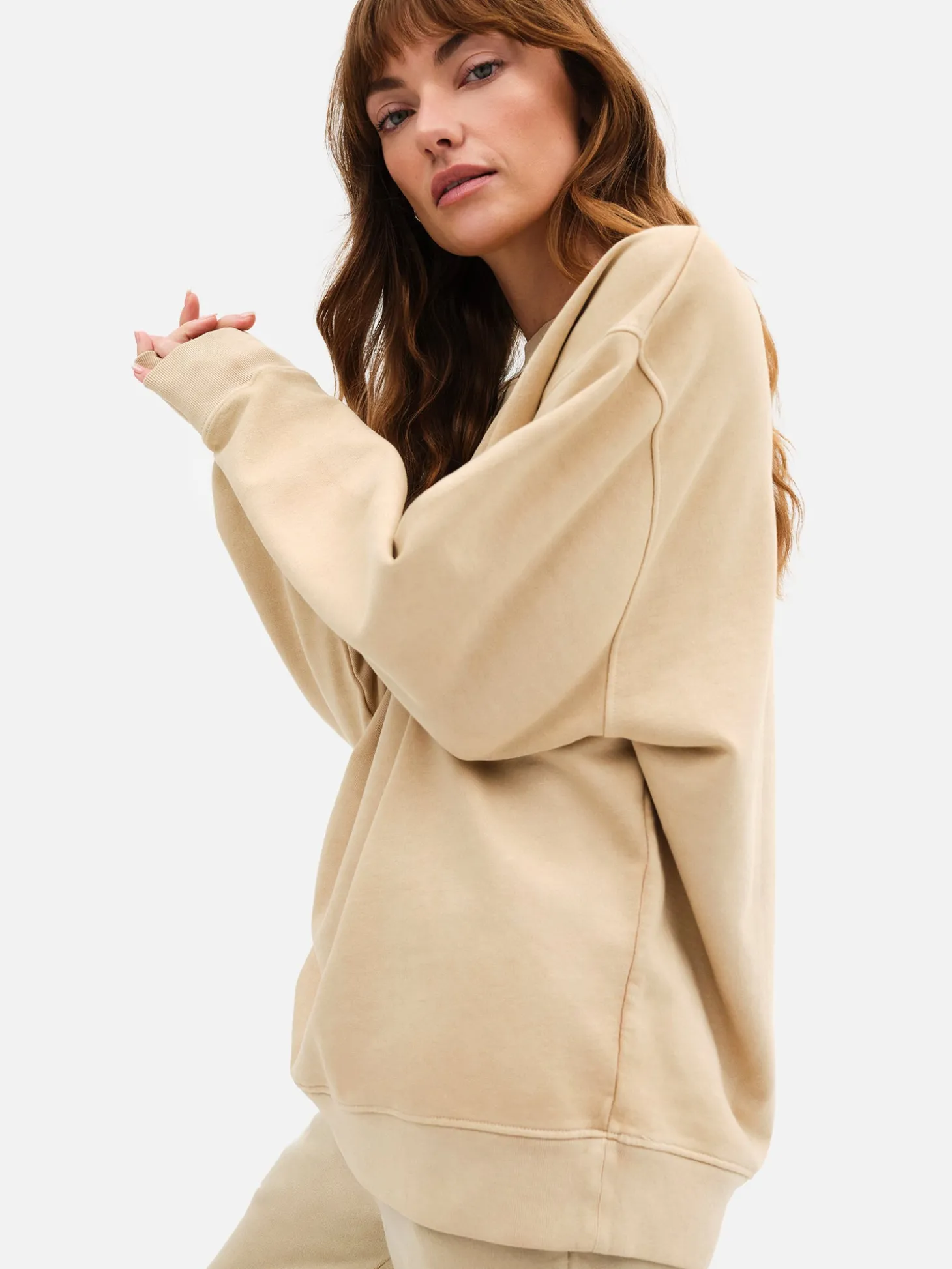 Organic Fleece Embroidered Oversized Sweatshirt