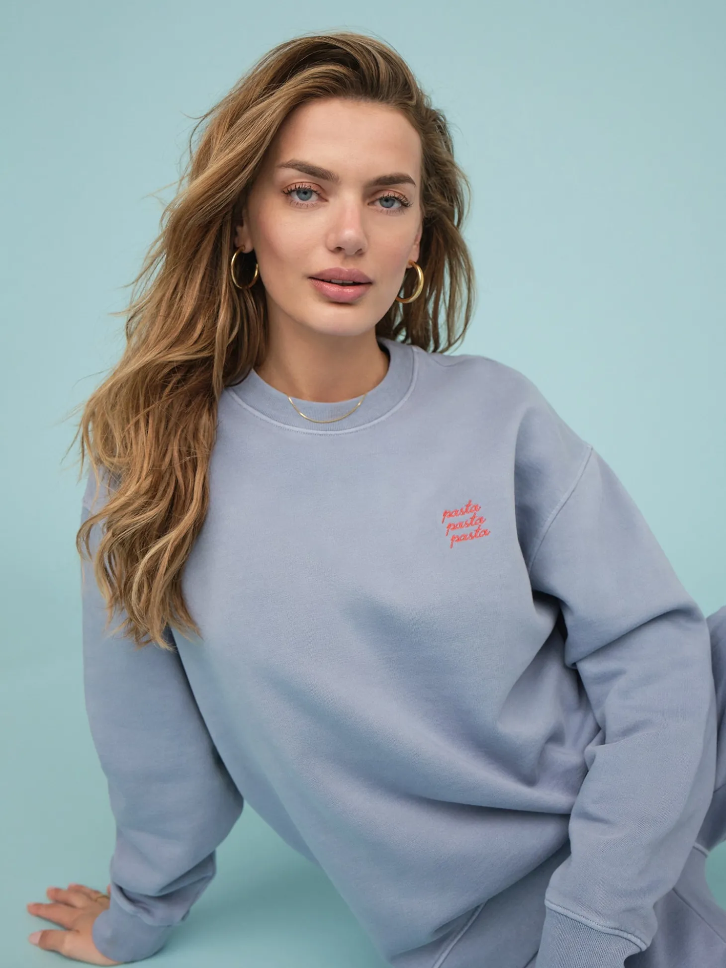 Organic Fleece Embroidered Oversized Sweatshirt