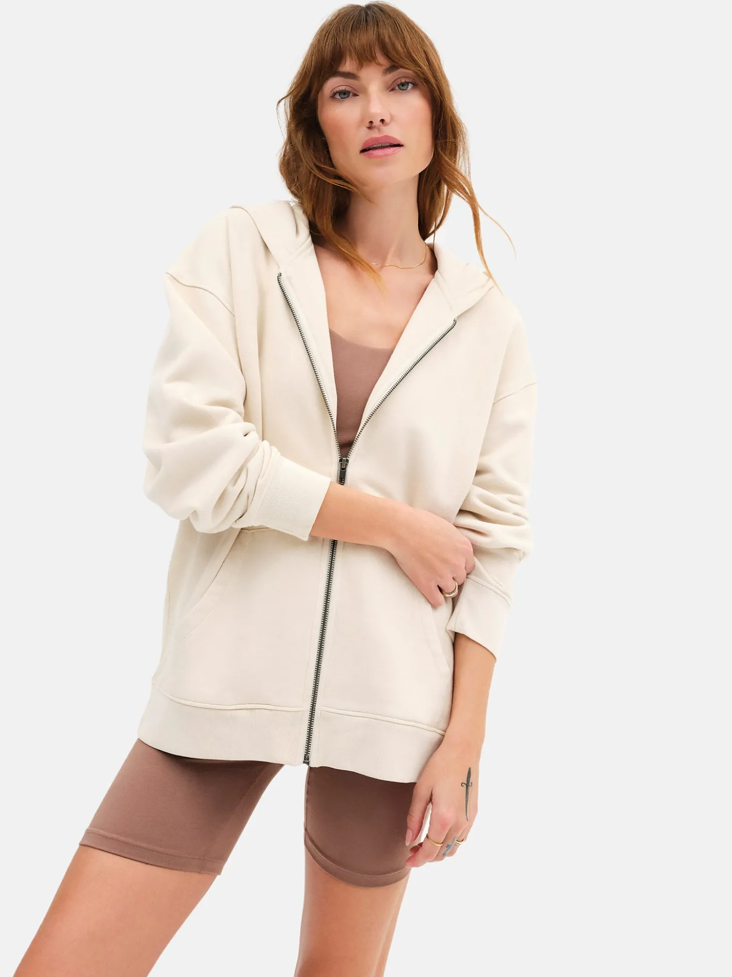 Organic Fleece Oversized Zip Hoodie