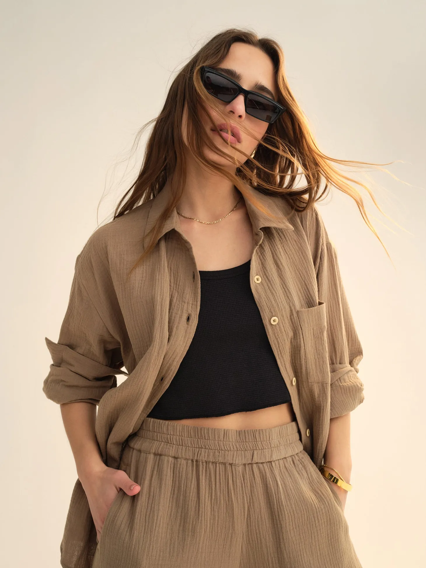 Organic Gauze Oversized Buttondown