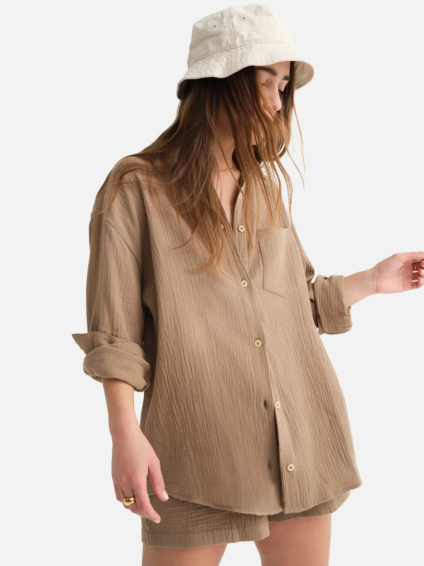 Organic Gauze Oversized Buttondown