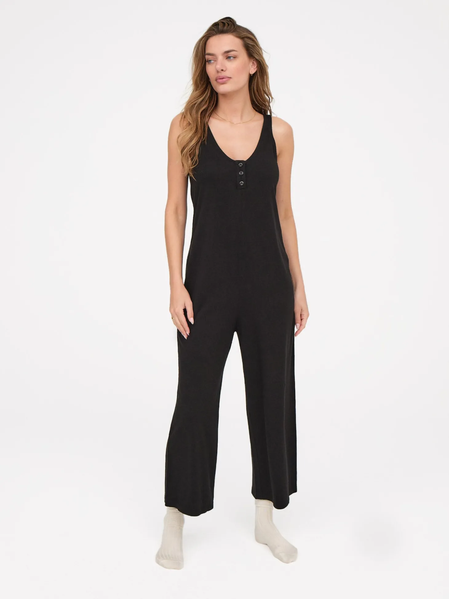 Tencel Lounge Henley Jumpsuit