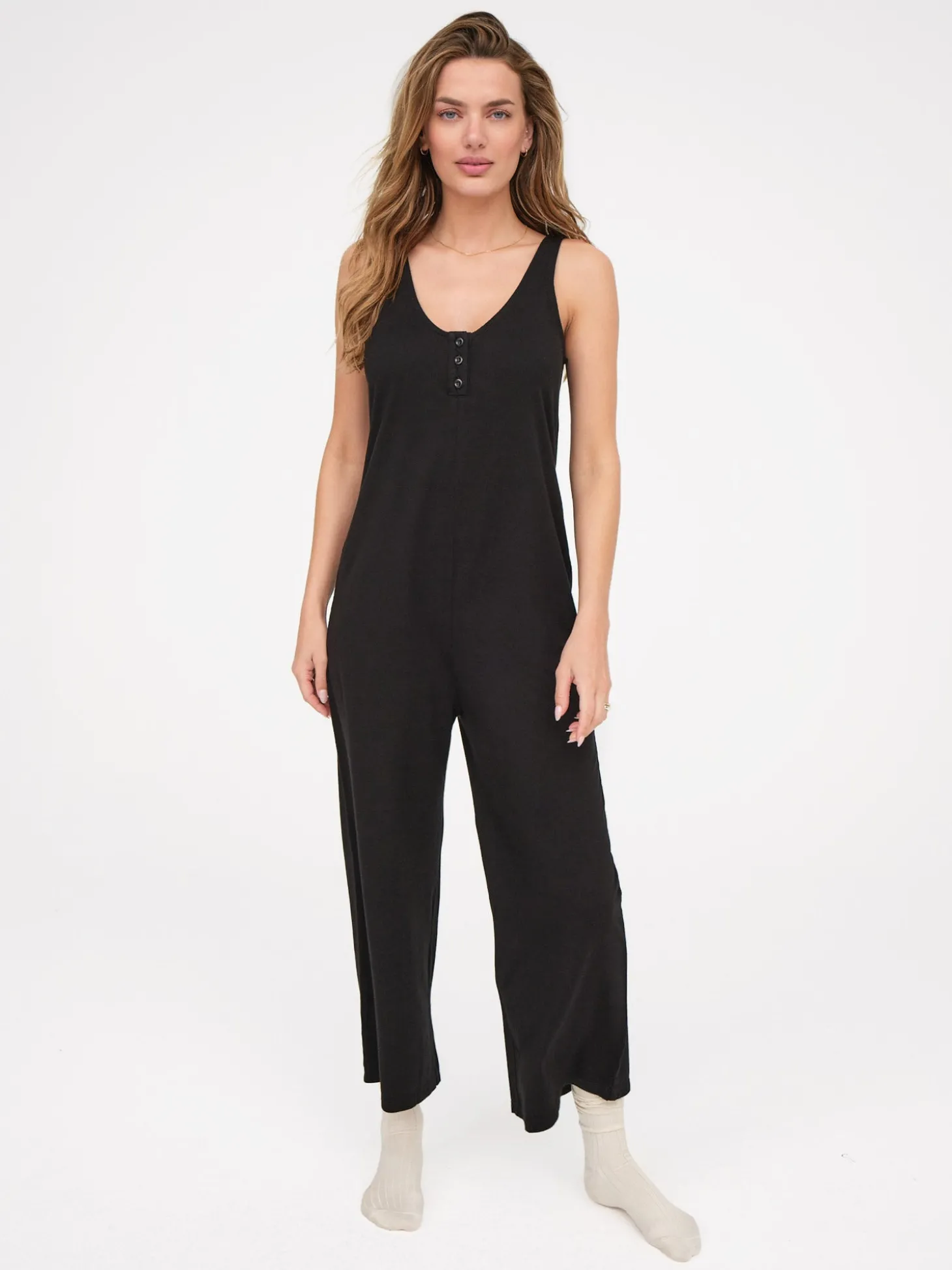 Tencel Lounge Henley Jumpsuit