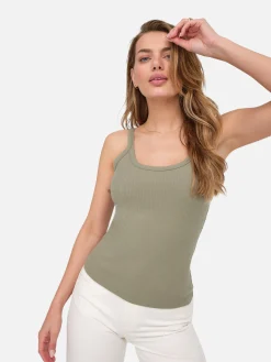 Tencel Rib Scoop Tank